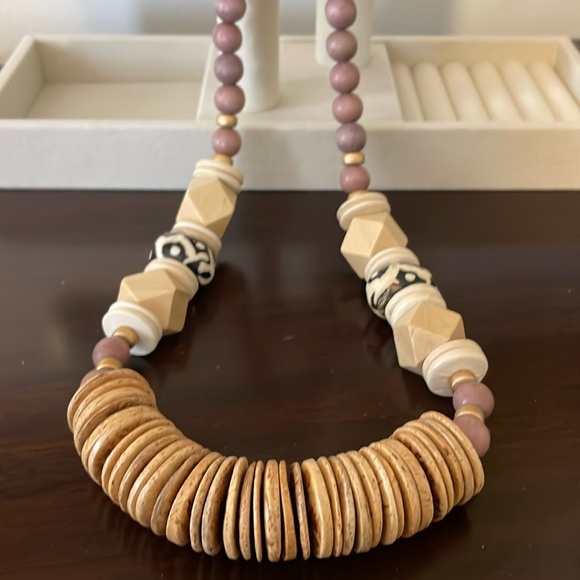 Carolina Strung “The Amy” Wooden Beaded Statement Necklace - Picture 4 of 9